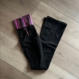 lululemon athletica Black Flare Leggings with Pink Waistband